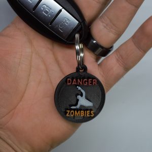 danger zombies sign halloween themed keychain